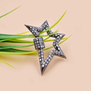 925 Silver Diamond Star Carabiner Lock Jewelry