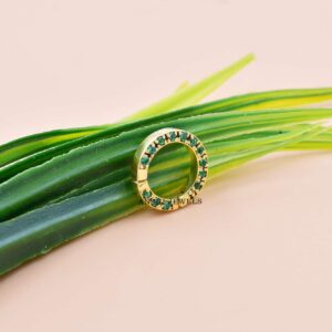 14k Solid Yellow Gold Charm, Emerald Gold Enhancer, Round Charms Holder Lock Jewelry, Round Enhancer Lock