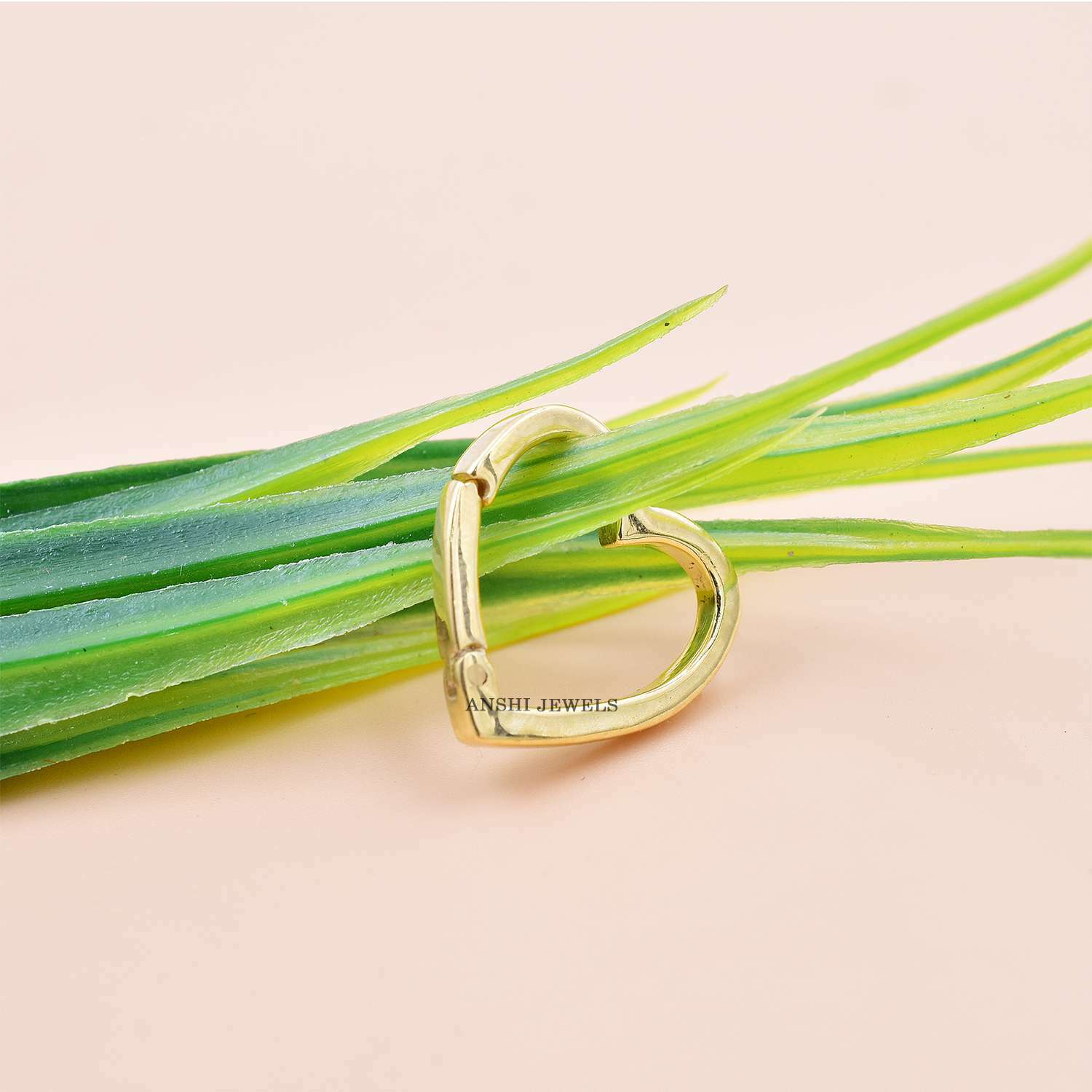 14k Yellow Gold Plain Heart Push Lock, 14k Gold Charm Holder Lock, Heart Link Connector Lock - Image 2