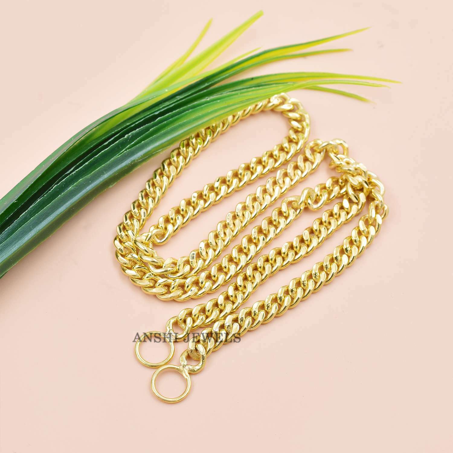 14k Yellow Gold Plated Chain, Plain Chain, Designer Plain Chain, Necklace Chain - Image 3