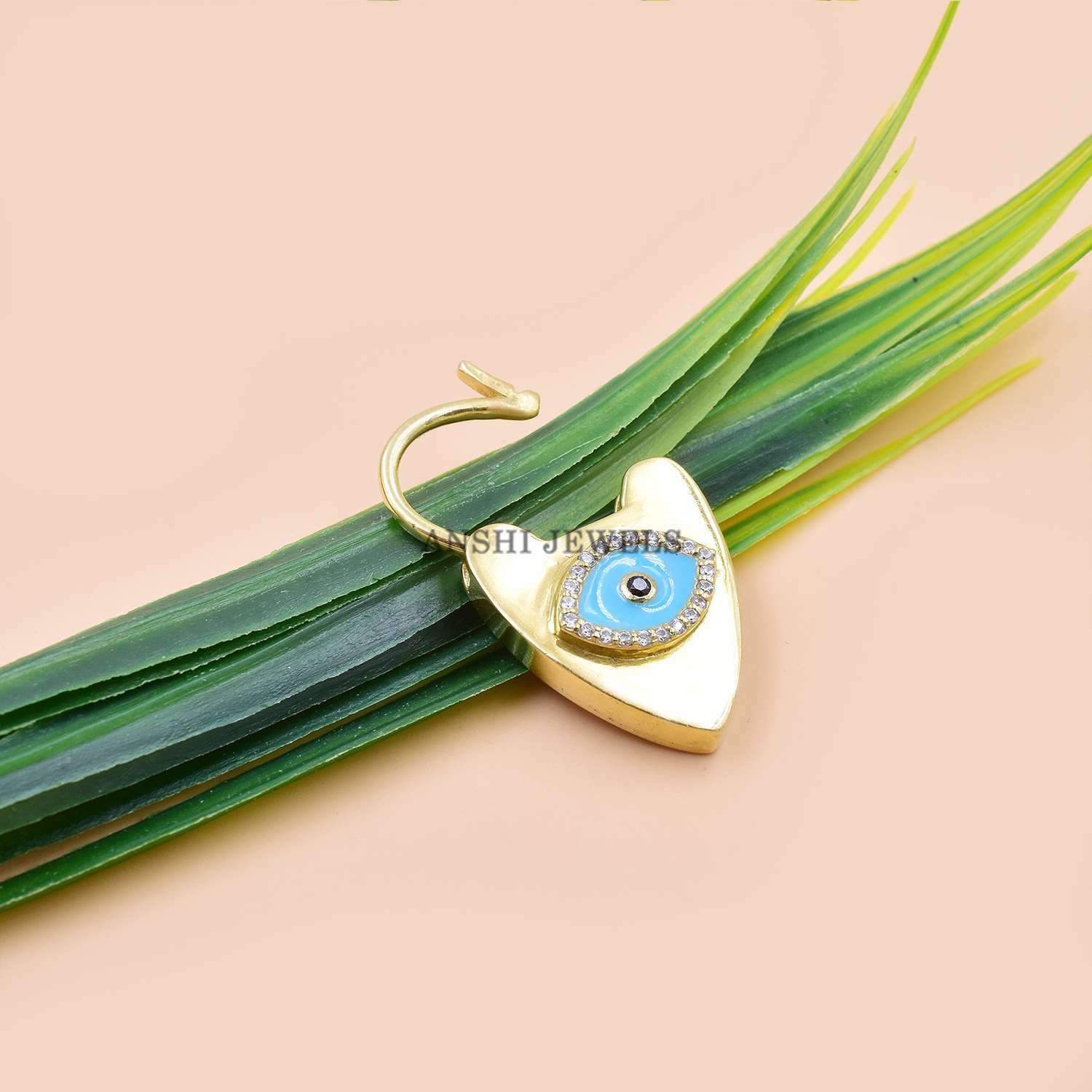 14k Yellow Gold Plated Padlock, Push Lock Padlock, designer Enamel Padlock Jewelry, Heart Lock, Diamond Heart Lock, 925 Silver Jewelry - Image 2