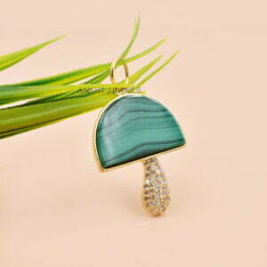 Malachite Diamond Mushroom Pendant