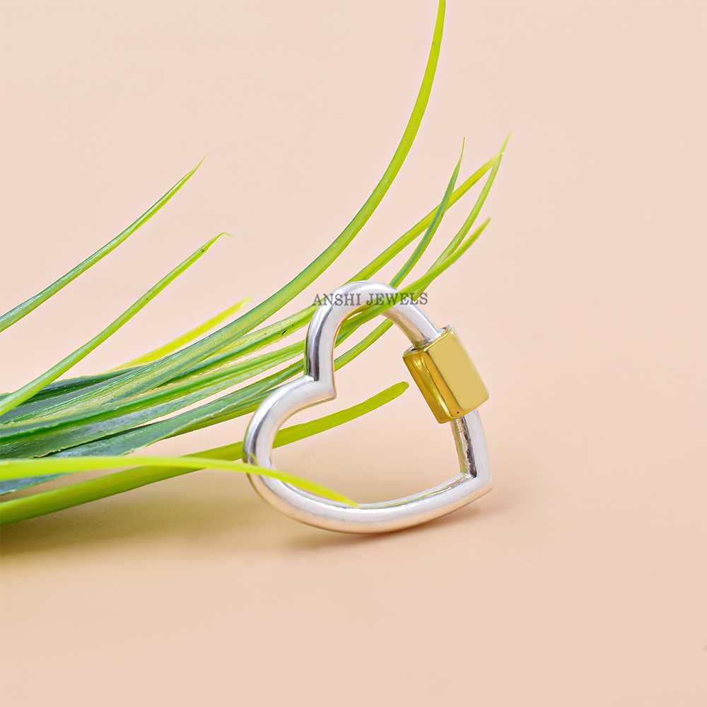 Rose Plated Screw & Silver Heart Wire Carabiner Lock - Image 5