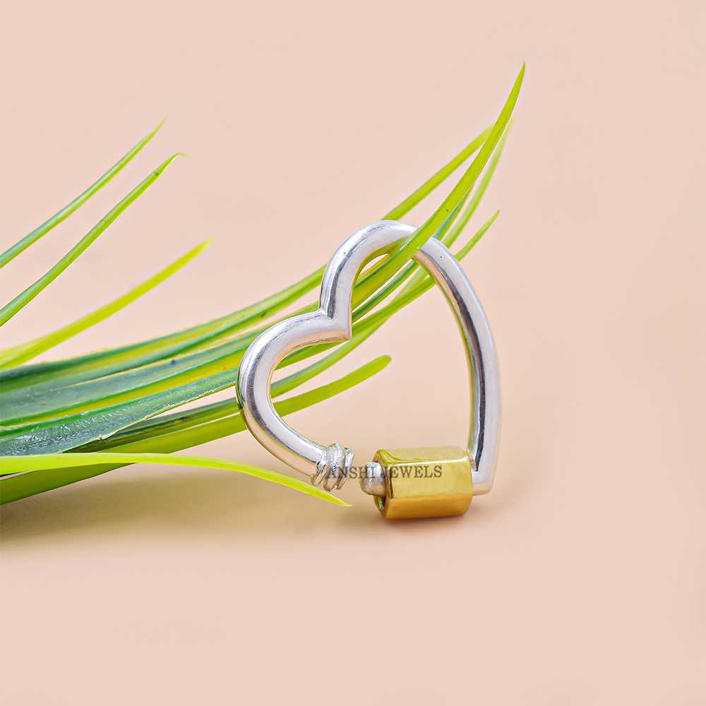 Rose Plated Screw & Silver Heart Wire Carabiner Lock - Image 4