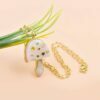 14K Gold Plated Moonstone Mushroom Necklace
