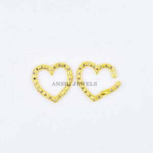 Gold Diamond Heart Charm Holder Lock