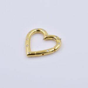 14k Yellow Gold Enhancer Charm Jewelry, Diamond Heart Lock Jewelry