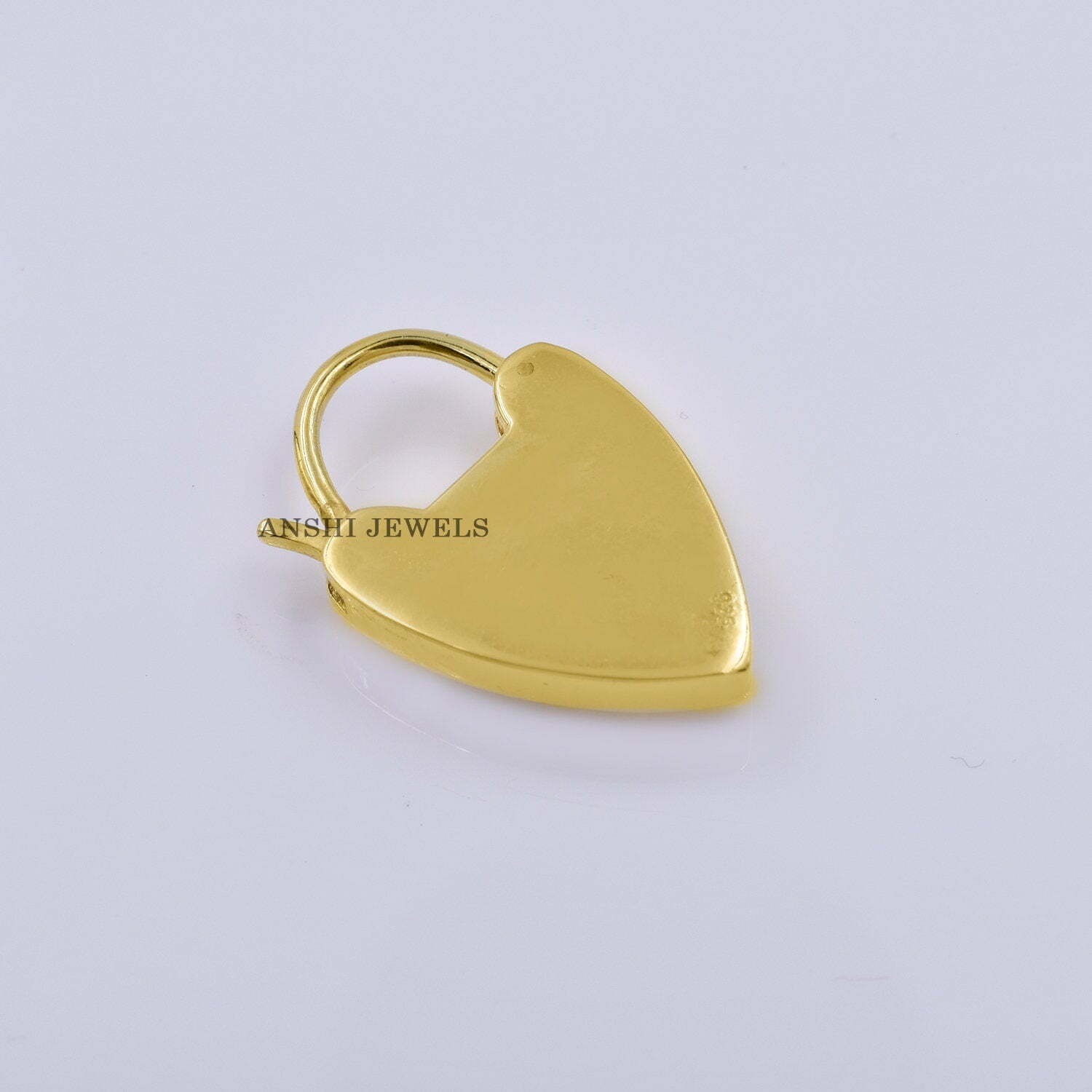 14k Yellow Gold Plated Padlock, Push Lock Padlock, designer Enamel Padlock Jewelry, Heart Lock, Diamond Heart Lock, 925 Silver Jewelry - Image 5