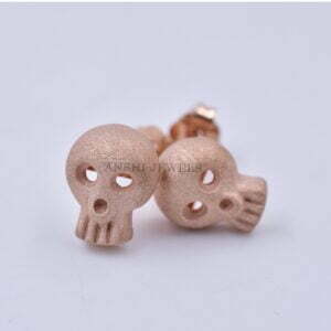 14k Solid Rose Gold Earring, Designer Earring, Skull Stud Earring, Plain Stud Earring, Solid Rose Gold Earring