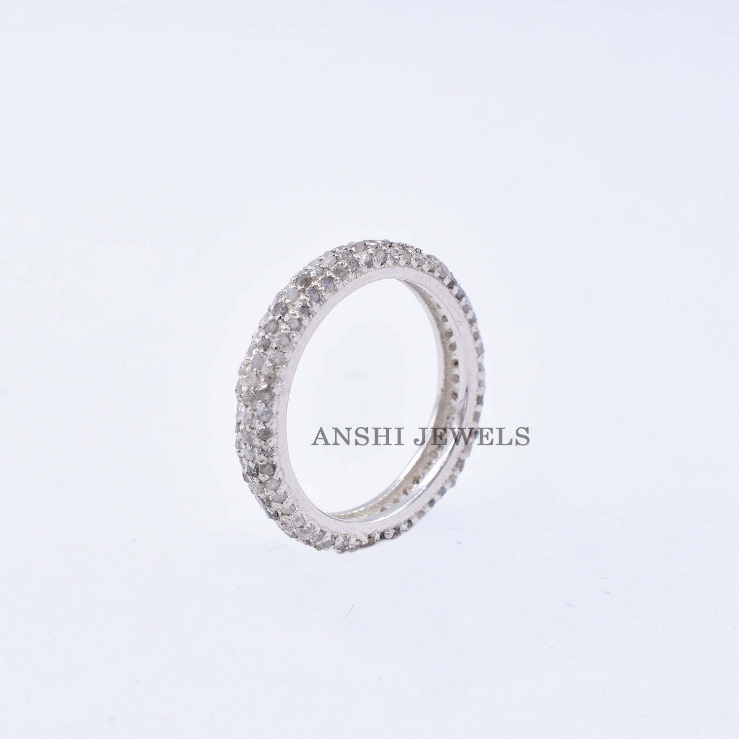 Women fashionable white CZ band ring, 925 sterling diamond band ring - Image 2
