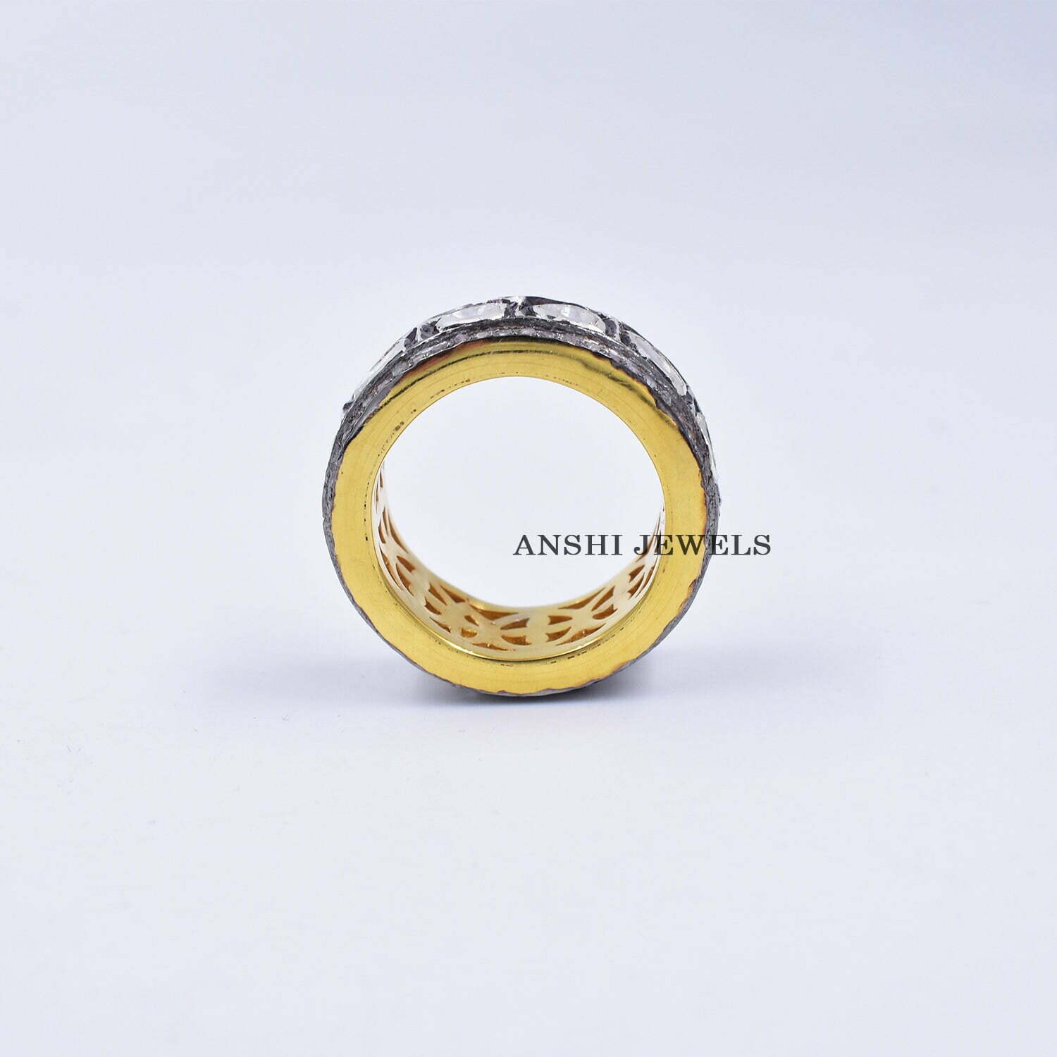 Handmade uncut diamond band ring, Pave diamond band ring, - Image 3