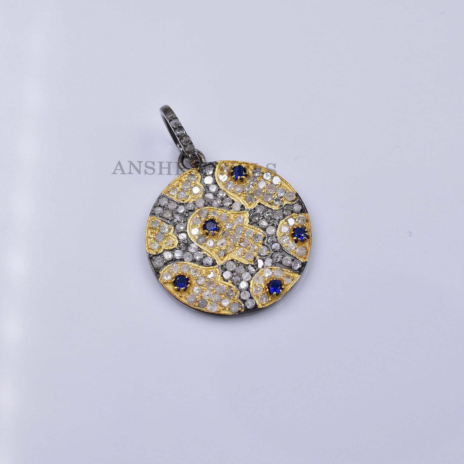 925 Silver Pendant, Designer Pendant, Diamond Hamsa Pendant, Diamond Hamsa Pendant - Image 5