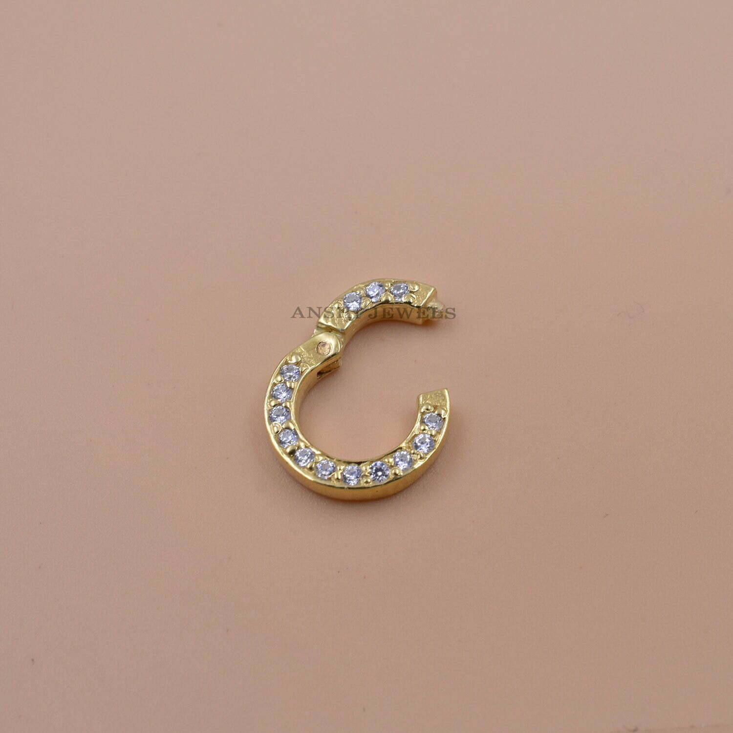 14K Yellow Gold Diamond Charm Enhancer Lock - Image 4