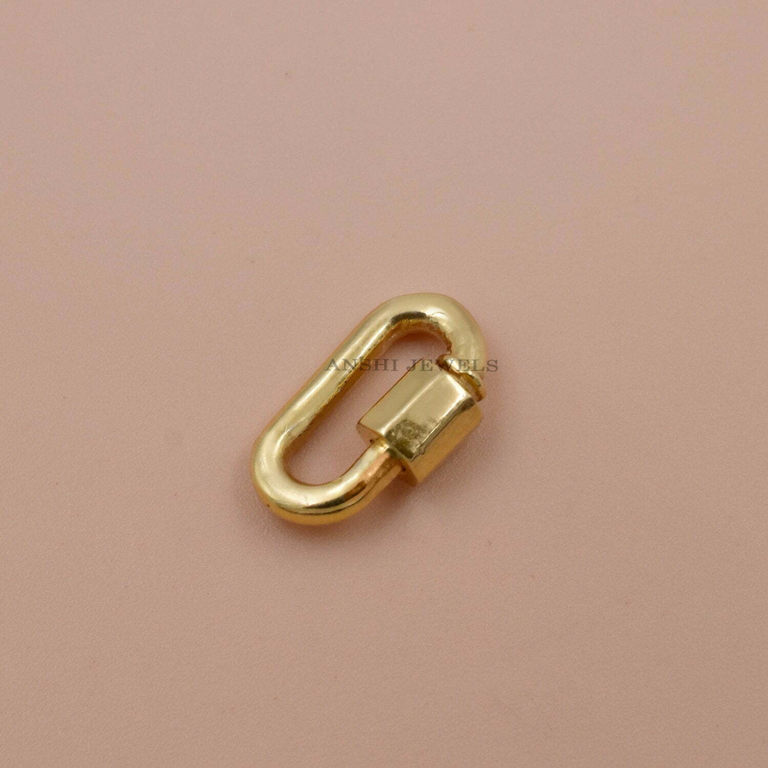 14k Solid Yellow Gold Carabiner Lock, Baby Carabiner lock, Plain Carabiner Lock - Image 3