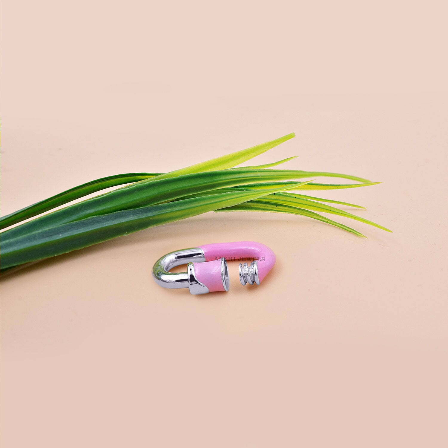 925 Sterling Silver Carabiner Lock, Enamel Carabiner Lock - Image 5