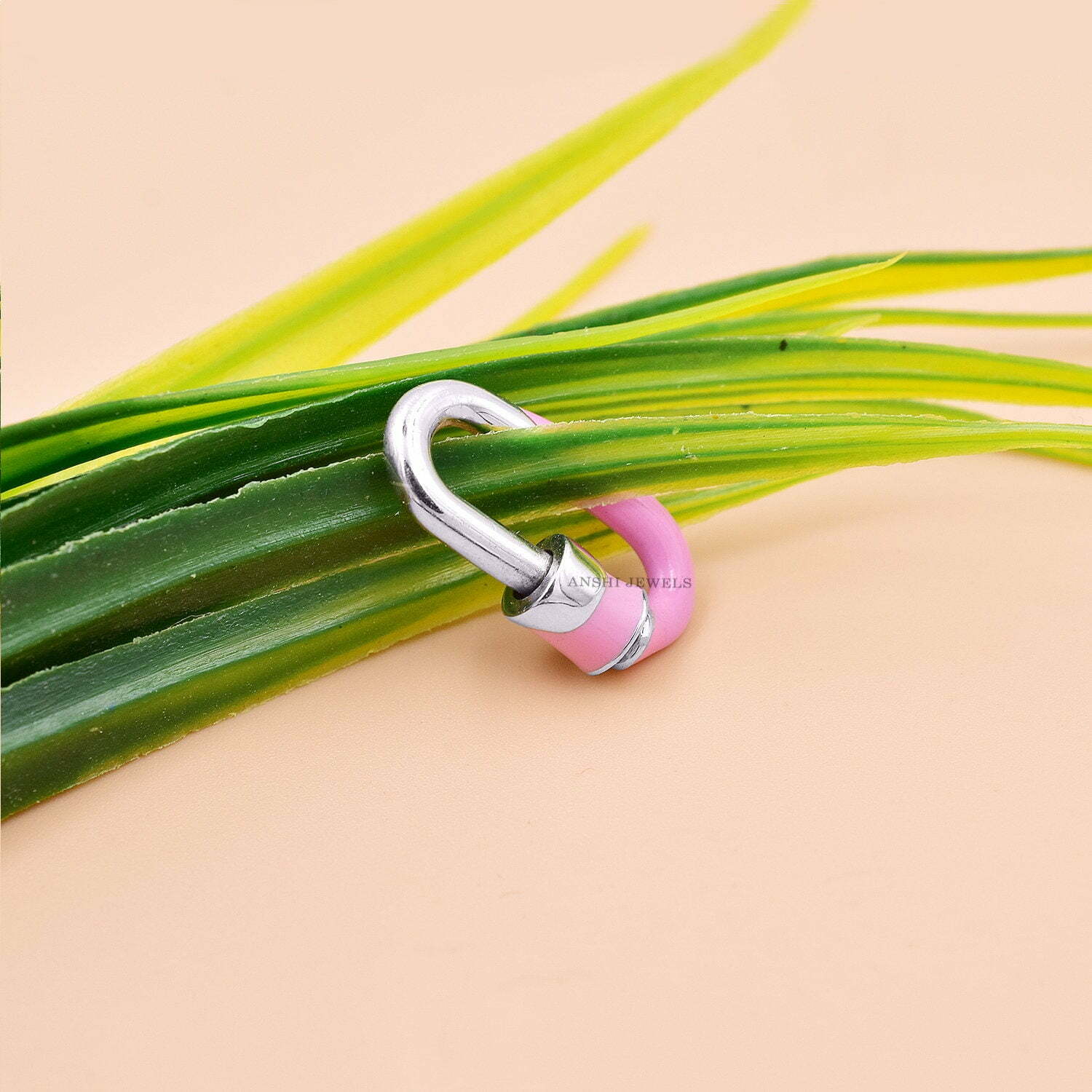 925 Sterling Silver Carabiner Lock, Enamel Carabiner Lock - Image 2