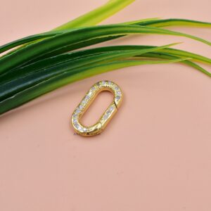 14k Yellow Gold Enhancer Lock, Pave Diamond Enhancer Lock, Woman Jewelry Connector Lock