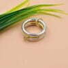 Sterling Silver Pave Diamond Triple Band Ring