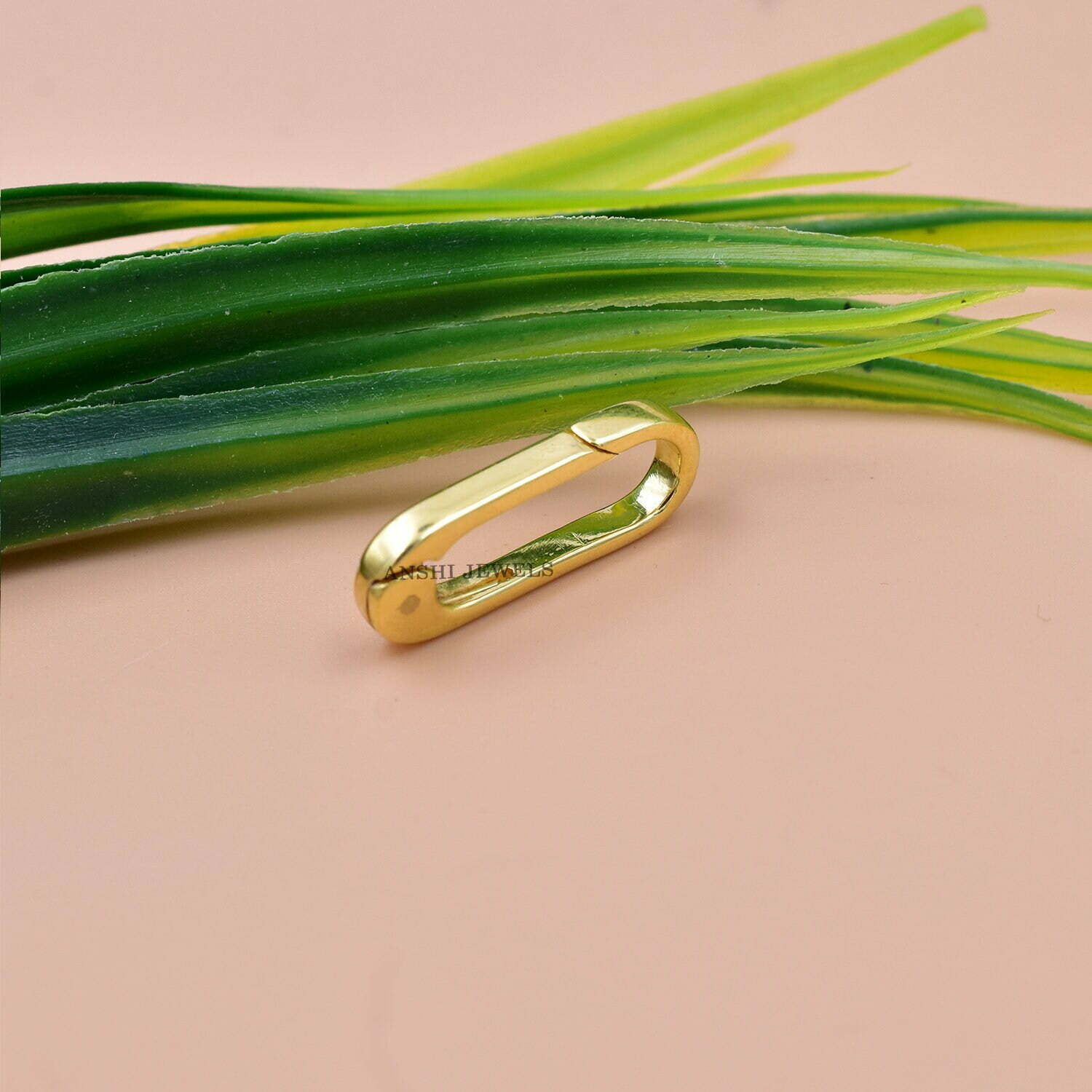 14K Yellow Gold Enhancer Clasp Lock, Woman Jewelry Connector Push Lock, Plain Gold Push Lock - Image 3
