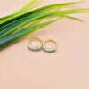 14K Yellow Gold Hoop Earring, Turquoise Hoop Earring, Woman Tiny Hoop Earrings, Solid Gold Hoop Earring