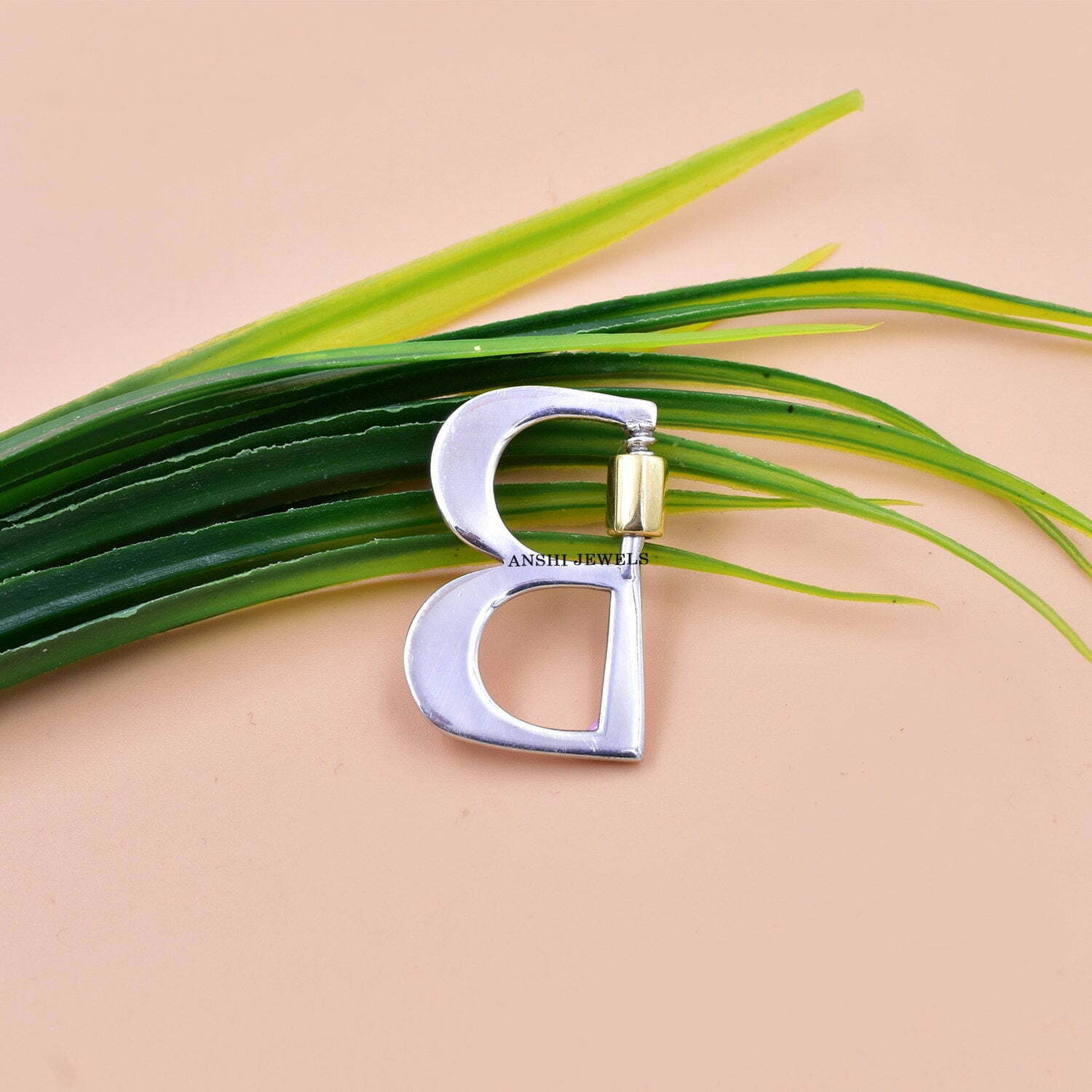 14K Gold Plated Red Enamel Carabiner Lock, All Alphabet Letter Carabiner Lock - Image 3