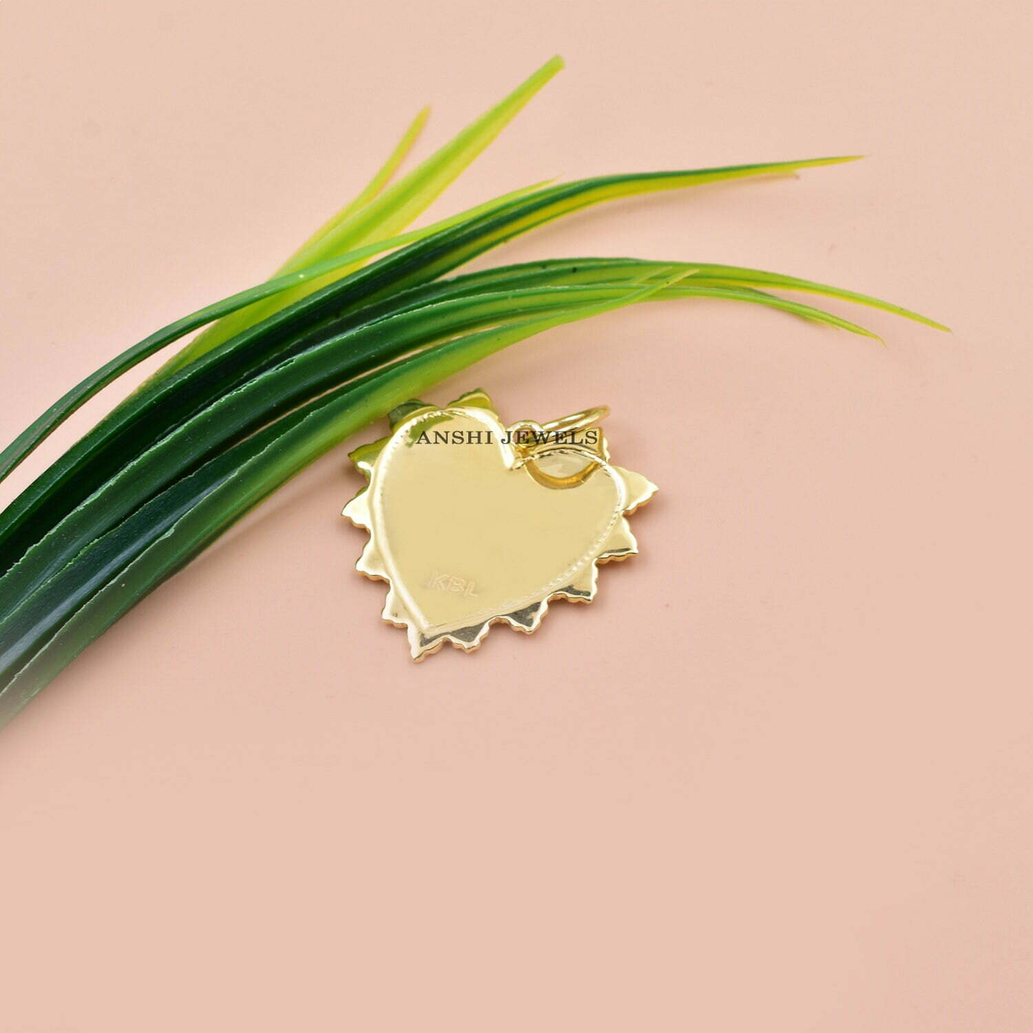 14k Yellow Gold Plated Pendant, Designer Pendant, Heart Flower Pendant, Initial Pendant Charm - Image 3