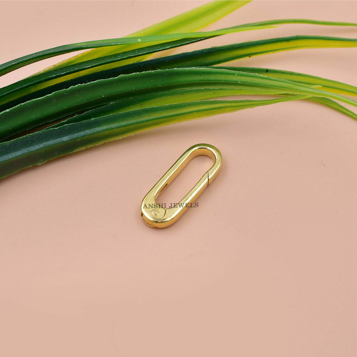 14K Yellow Gold Enhancer Clasp Lock, Woman Jewelry Connector Push Lock, Plain Gold Push Lock