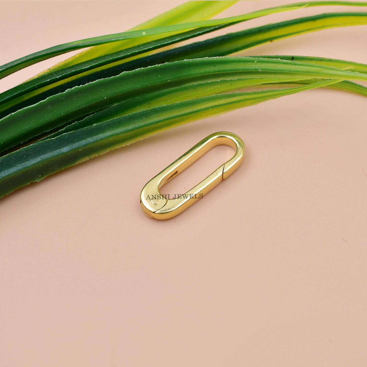 14K Yellow Gold Enhancer Clasp Lock, Woman Jewelry Connector Push Lock, Plain Gold Push Lock - Image 2