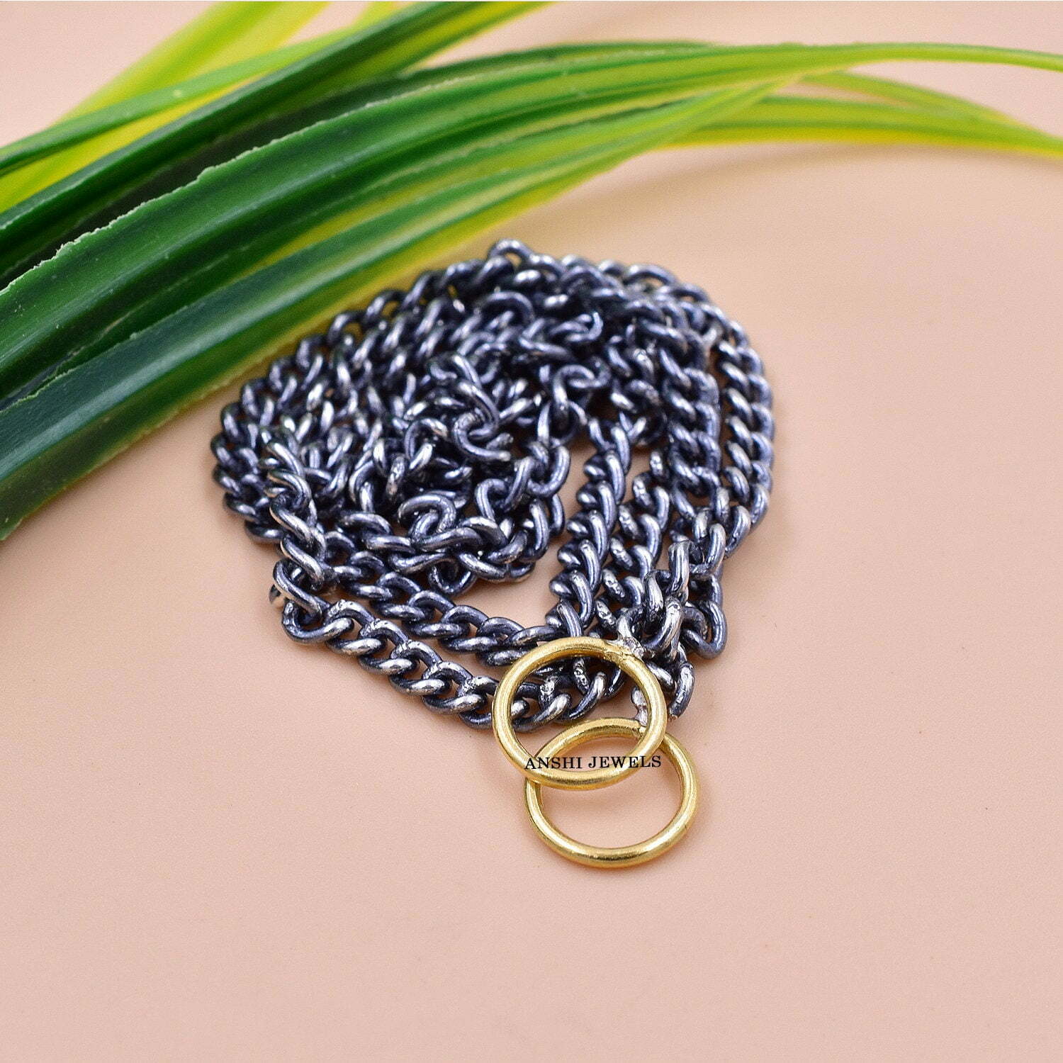 Plain Silver Curb Chain, Grey Plated Chain, 925 Silver Carabiner Curb Chain, Jewelry Connector Chain - Image 3