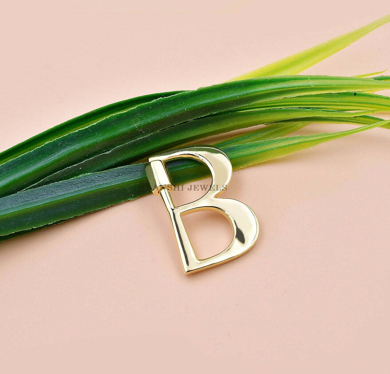 14K Yellow Gold R Letter Carabiner Lock Jewelry - Image 5