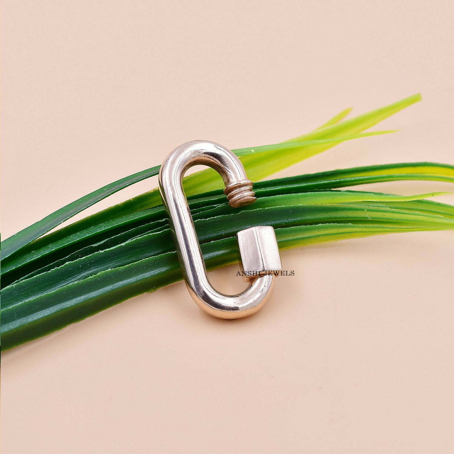14K Rose Gold Plated Screw Lock, Woman Jewelry Connector Lock, Handmade Screw Carabiner Lock