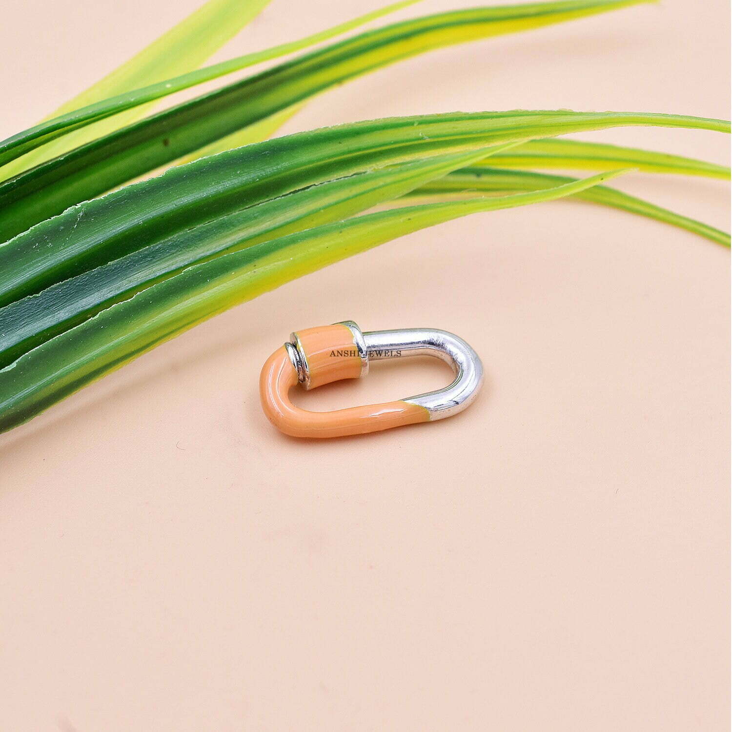 925 Sterling Silver Carabiner Lock, Enamel Carabiner Lock - Image 3