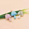 14K Yellow Gold Plated Mushroom, Multi Stone & White Topaz Mushroom, Moonstone, Turquoise, Roz Quartz Mushroom