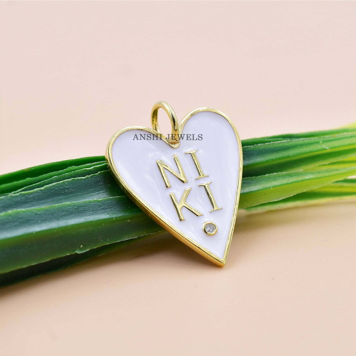 Hope Heart Charm Pendant, Diamond Heart Pendant, Blue Enamel Heart Pendant - Image 7