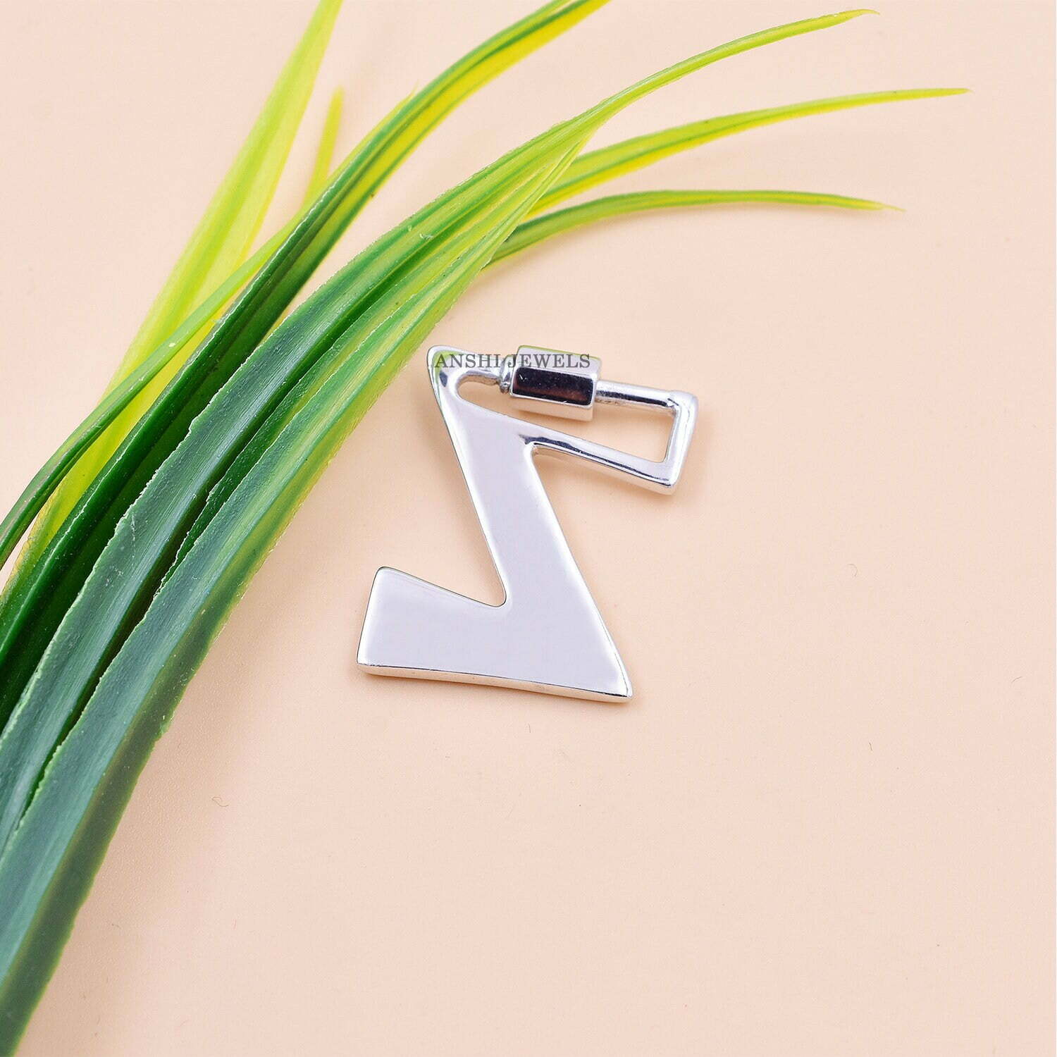 925 Sterling Silver Screw Z Letter Carabiner Lock - Image 3