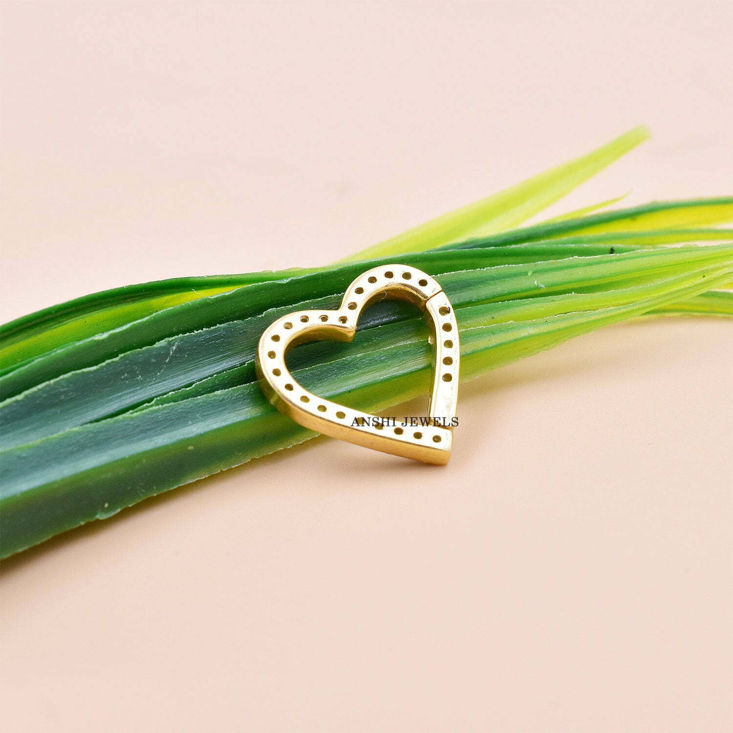 14K Yellow Gold Vermeil Heart Lock, Emerald Heart Enhancer Lock, Woman Heart Clasp Lock, Heart Push Lock, Gift For Her, Jewelry Connector - Image 3