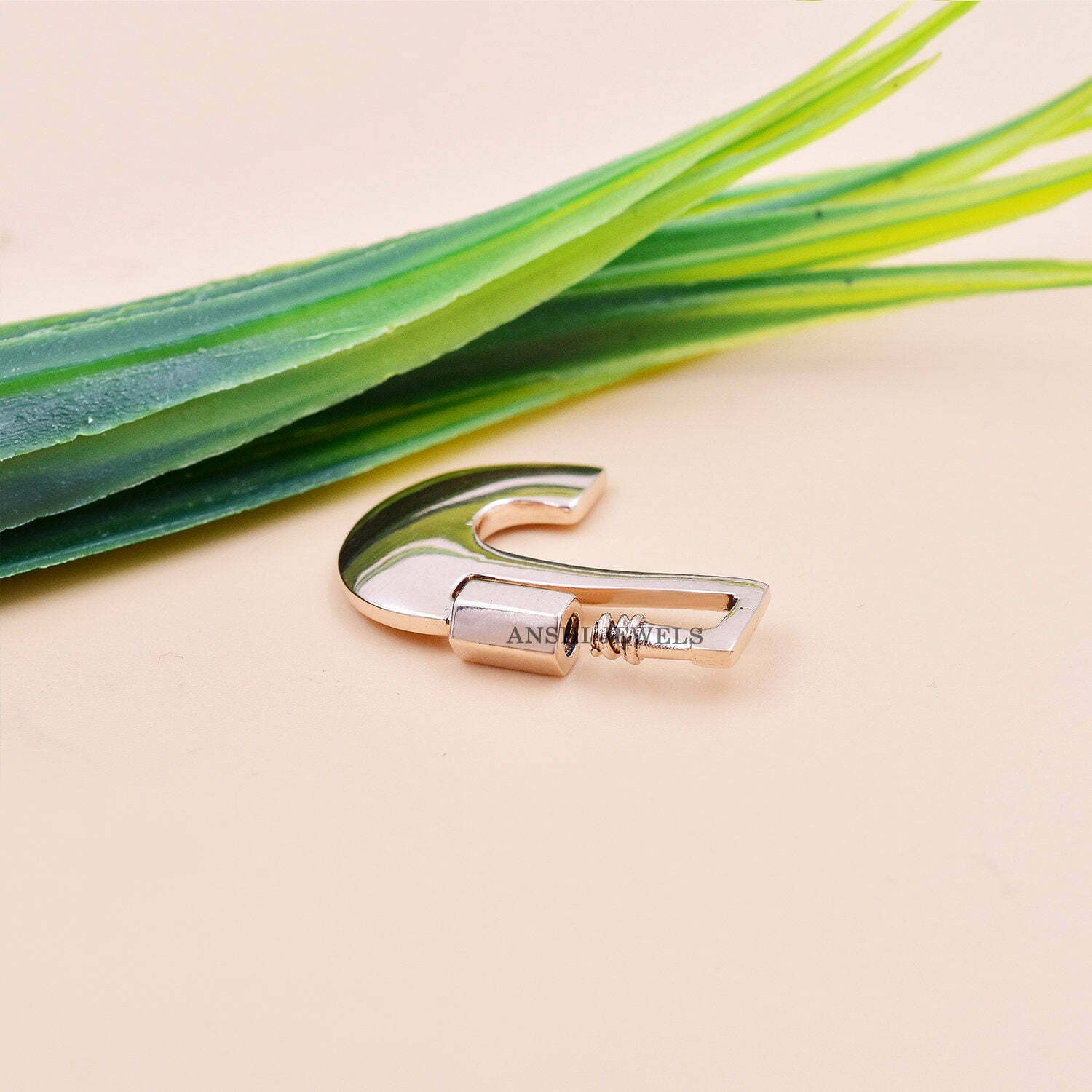 14K Rose Gold Plated J Letter Carabiner Lock - Image 2