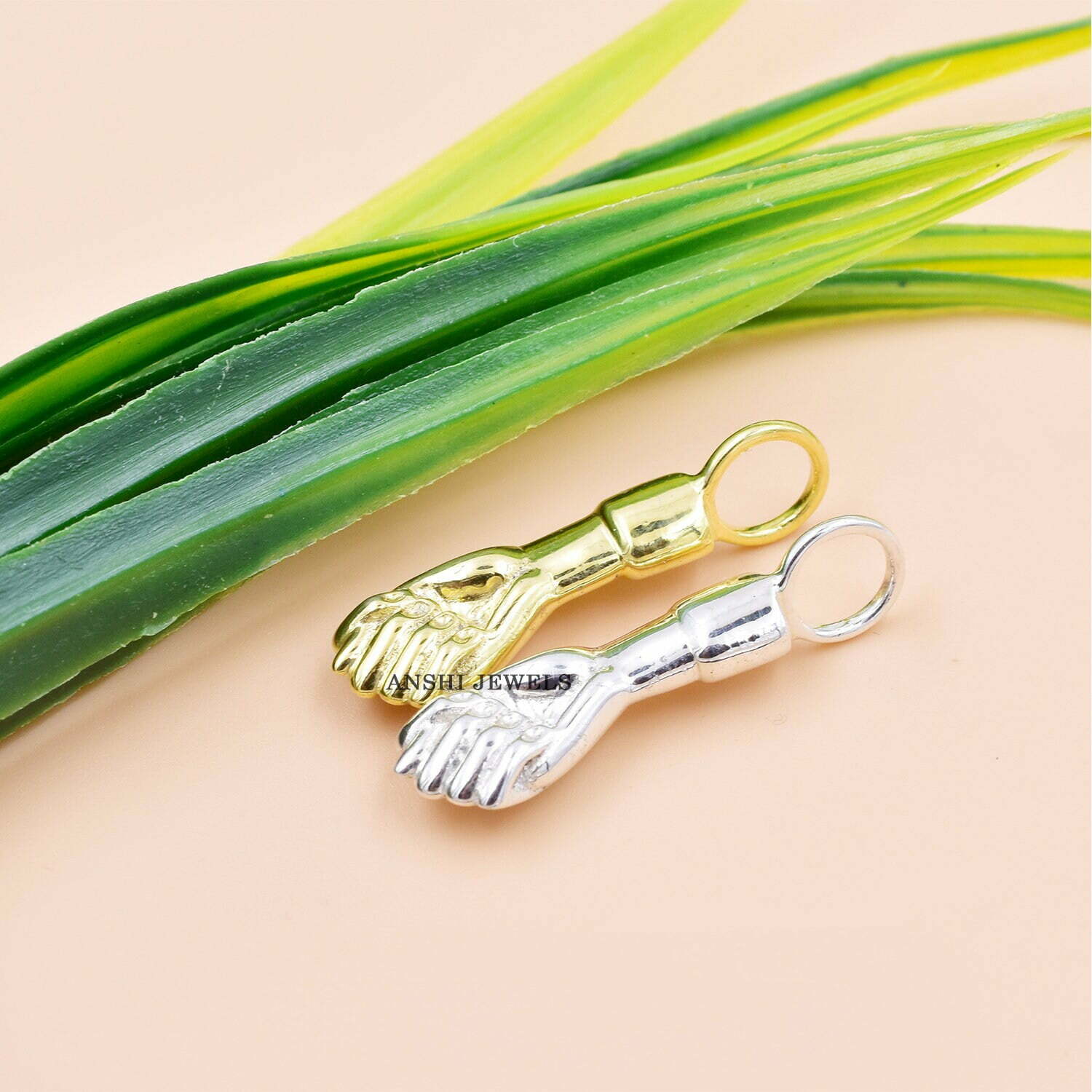 Good Luck Woman Figa Charm, 14K Yellow Gold Plated Figa Charm, Figa Hand Charm - Image 3
