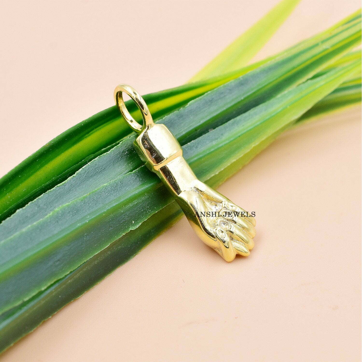 Good Luck Woman Figa Charm, 14K Yellow Gold Plated Figa Charm, Figa Hand Charm