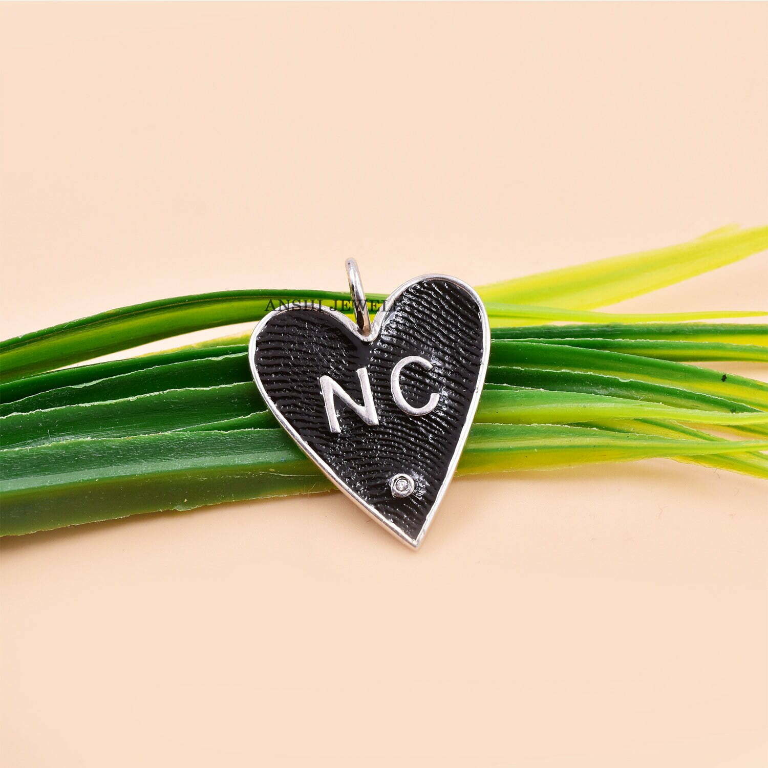 Heart Pendant Black Enamel
