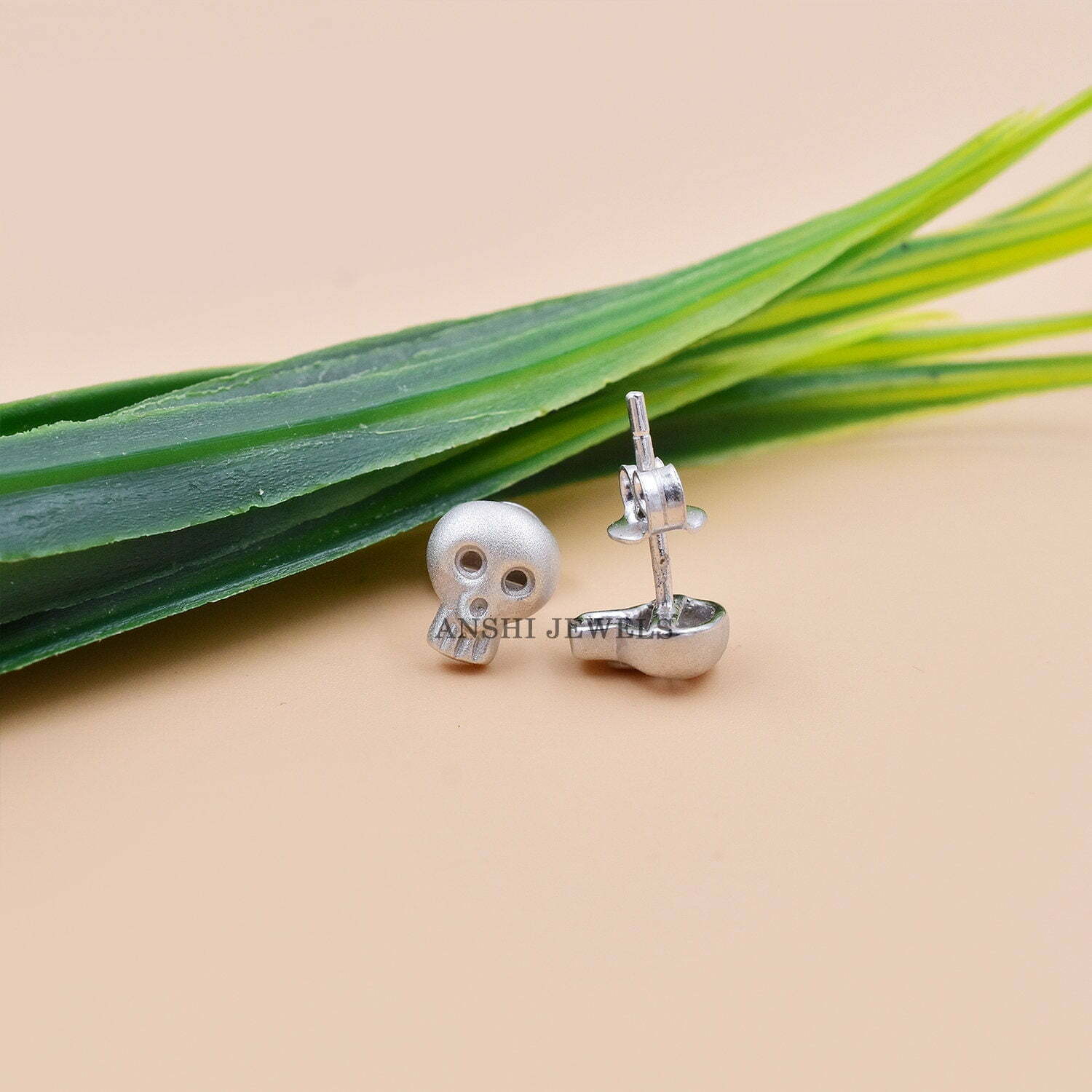 925 Starling Silver Skull Earring, Designer Earring, Skull Earring, Women Stud Earring, Diamond Stud Earring - Image 4