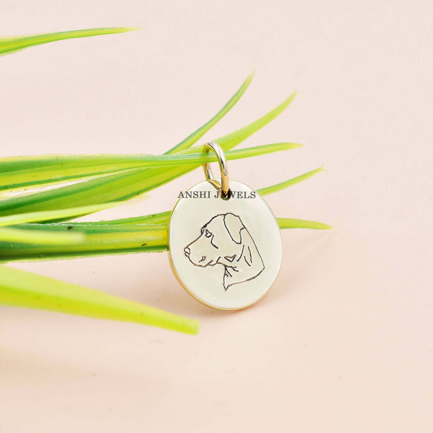 14K Yellow Gold Dog Face Charm, Dog Memorial Necklace, Pet Memorial Necklace - Image 3