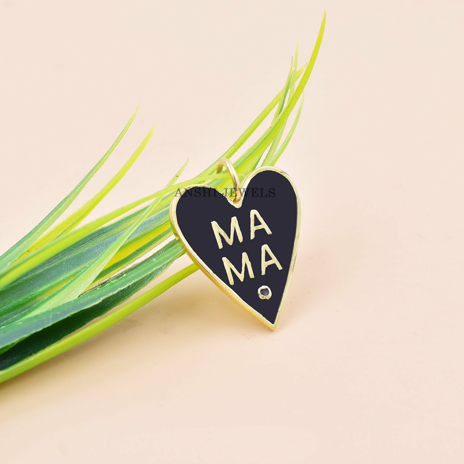 Hope Heart Charm Pendant, Diamond Heart Pendant, Blue Enamel Heart Pendant - Image 5