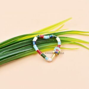 14K Yellow Gold Plated Multi Enamel Heart Screw Lock