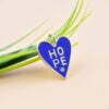 Hope Heart Charm Pendant, Diamond Heart Pendant, Blue Enamel Heart Pendant