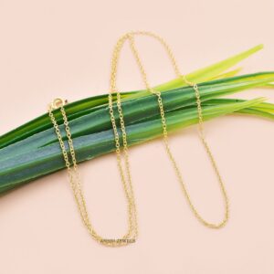14K Yellow Gold Chain, Thin Gold Chain Necklace, Plain Solid Gold Chain, Mini Gold Necklace