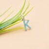 14K White Gold Pave Diamond Letter, Turquoise K Letter Charm, Make Own Letter Charm