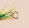 14k Yellow Gold Plated Charm Holder, Blue Sapphire Heart & Clasp Lock Charm, Woman Designer Necklace Charm