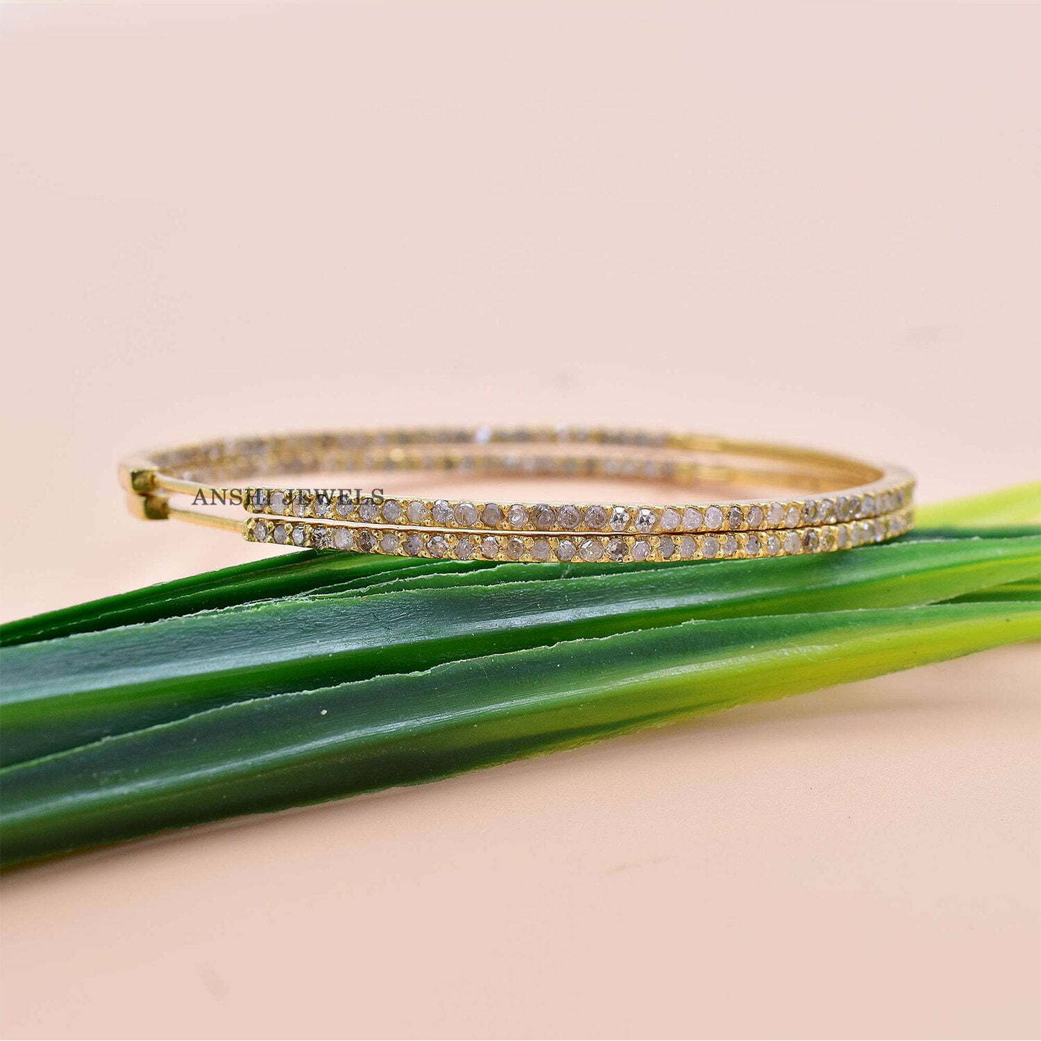 Single Cut Diamond Earring, 14K Yellow Gold Plated Hoop Earring, Push Back Earring, Women Earring - Image 2