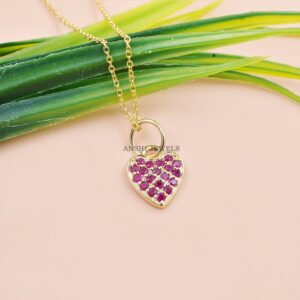 Pink Sapphire Heart Chain Necklace